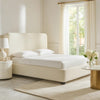 Riny King Size Bed w Ivory Next Gen Nuvella Upholstery | Block Legs