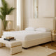 Riny King Size Bed w Ivory Next Gen Nuvella Upholstery | Block Legs