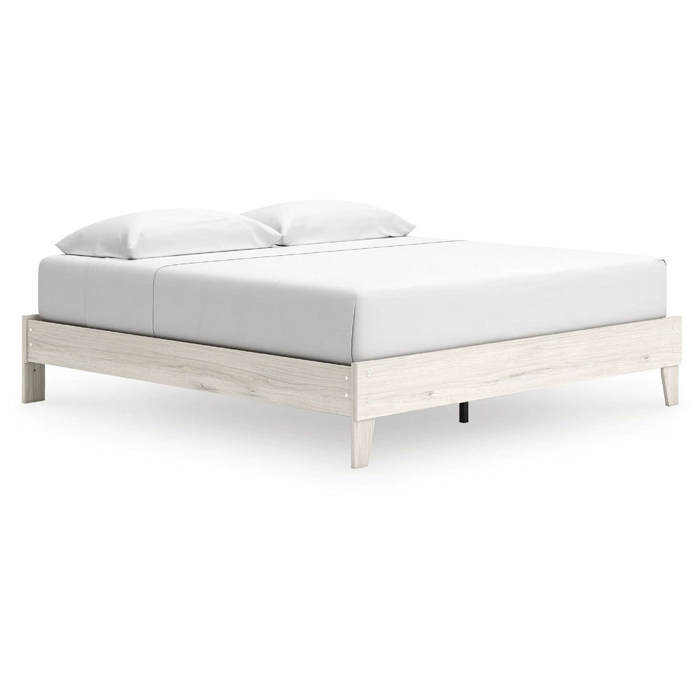 Soca King Platform Bed | Whitewashed Oak Grain Low Profile Plywood Base
