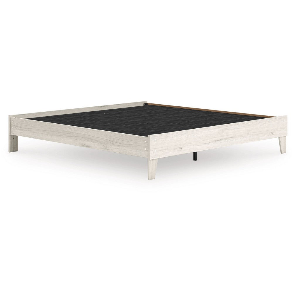 Soca King Platform Bed | Whitewashed Oak Grain Low Profile Plywood Base