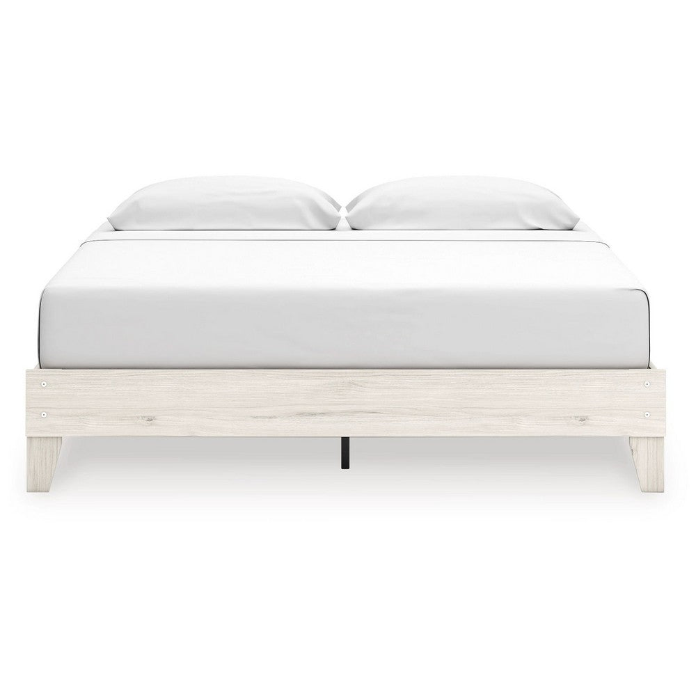 Soca King Platform Bed | Whitewashed Oak Grain Low Profile Plywood Base