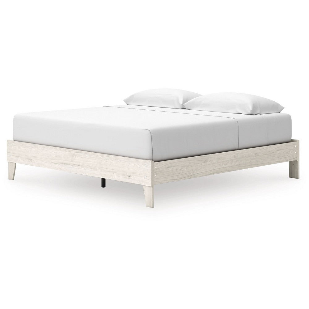 Soca King Platform Bed | Whitewashed Oak Grain Low Profile Plywood Base