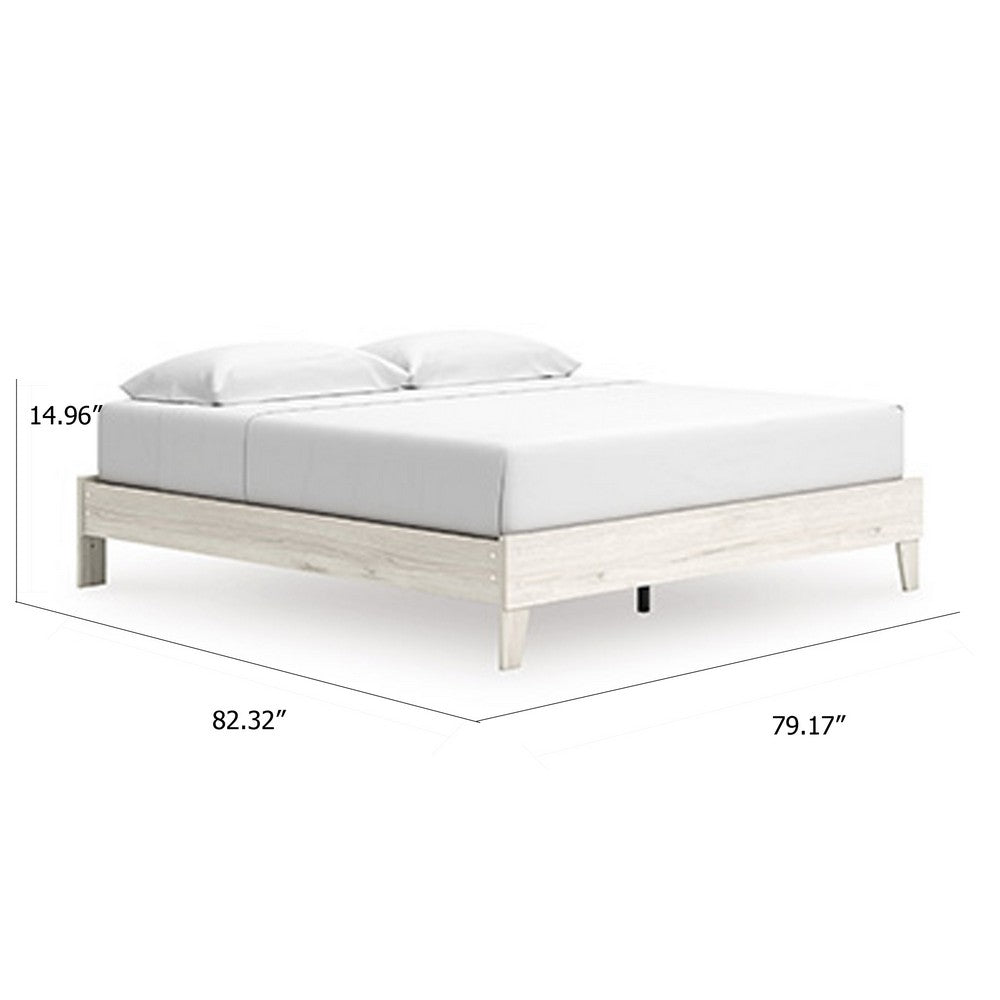 Soca King Platform Bed | Whitewashed Oak Grain Low Profile Plywood Base