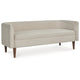 Wamy Accent Bench with Curved Back | 52" Beige Polyester | Brown Wood