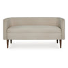 Wamy Accent Bench with Curved Back | 52" Beige Polyester | Brown Wood