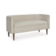 Wamy Accent Bench with Curved Back | 52" Beige Polyester | Brown Wood