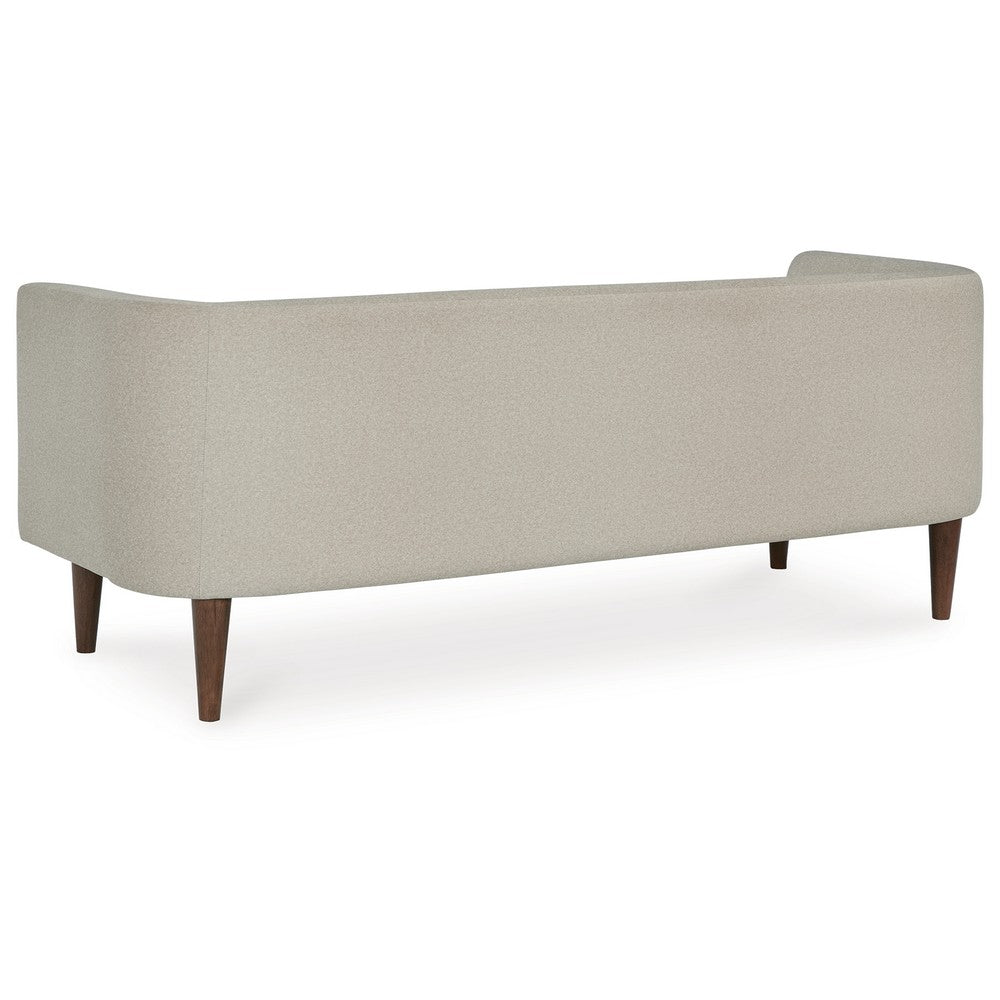 Wamy Accent Bench with Curved Back | 52" Beige Polyester | Brown Wood