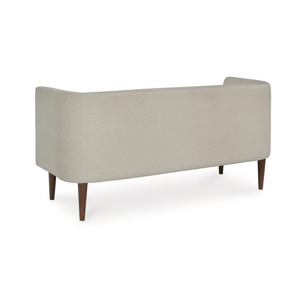 Wamy Accent Bench with Curved Back | 52" Beige Polyester | Brown Wood