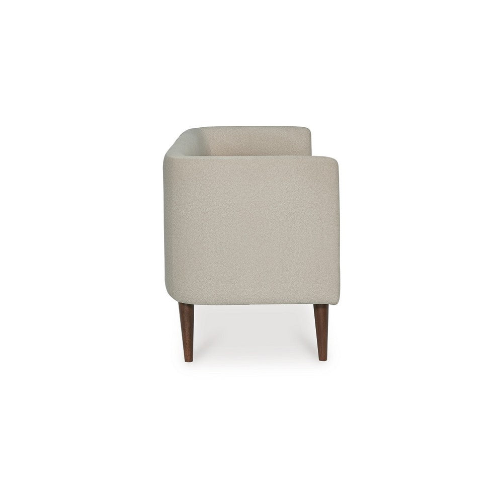 Wamy Accent Bench with Curved Back | 52" Beige Polyester | Brown Wood