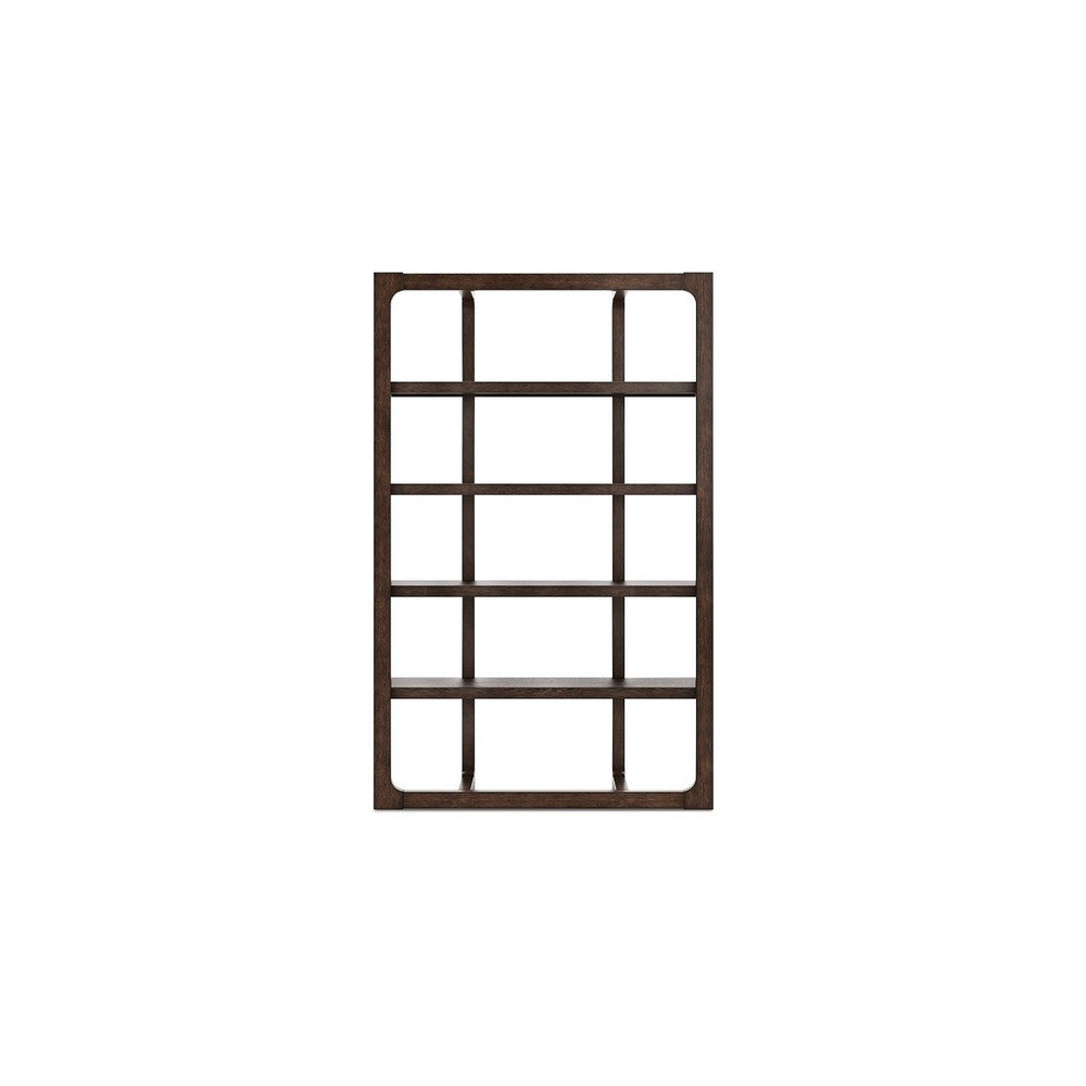 Kemu Modern Bookcase | 4 Open Shelves | 76" Rustic Dark Brown Wood