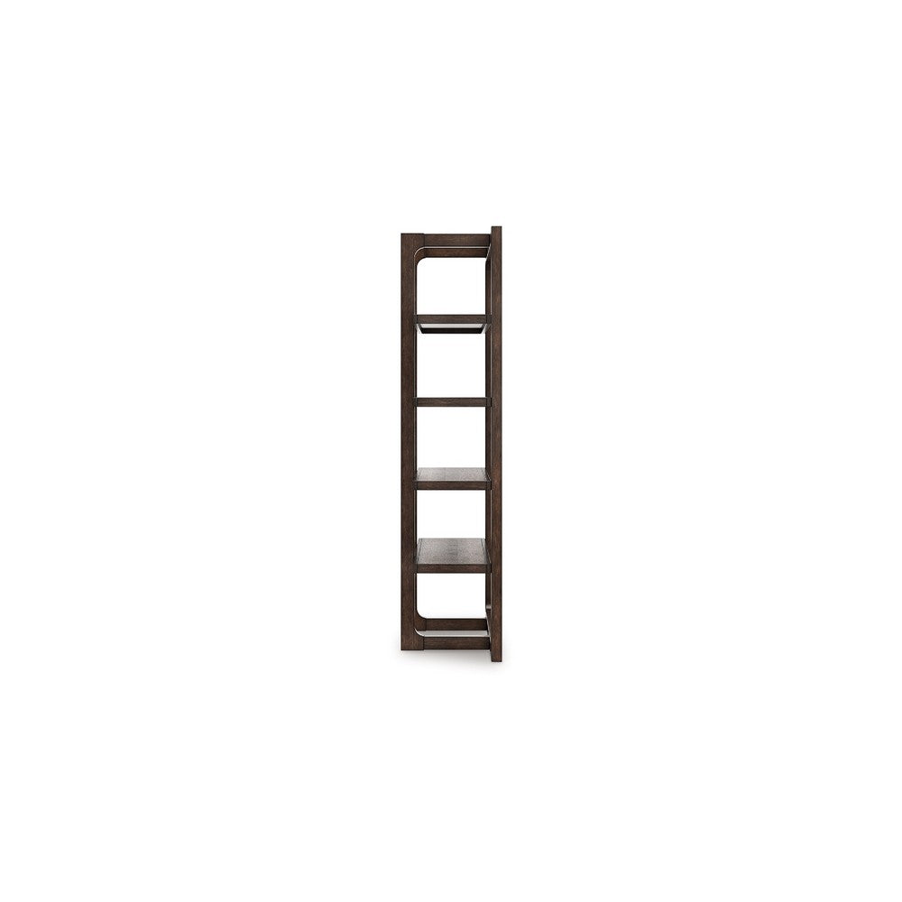 Kemu Modern Bookcase | 4 Open Shelves | 76" Rustic Dark Brown Wood