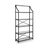 Meu Bookcase with 5 Clear Glass Shelves | 72" Antique Black Metal