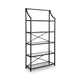 Meu Bookcase with 5 Clear Glass Shelves | 72" Antique Black Metal