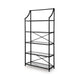 Meu Bookcase with 5 Clear Glass Shelves | 72" Antique Black Metal