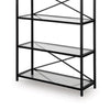 Meu Bookcase with 5 Clear Glass Shelves | 72" Antique Black Metal