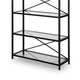 Meu Bookcase with 5 Clear Glass Shelves | 72" Antique Black Metal