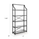 Meu Bookcase with 5 Clear Glass Shelves | 72" Antique Black Metal
