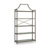 Gey Bookcase with 5 Clear Glass Shelves | 72" Antique Bronze Metal Frame