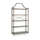Gey Bookcase with 5 Clear Glass Shelves | 72" Antique Bronze Metal Frame
