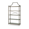Gey Bookcase with 5 Clear Glass Shelves | 72" Antique Bronze Metal Frame
