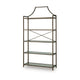 Gey Bookcase with 5 Clear Glass Shelves | 72" Antique Bronze Metal Frame