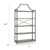 Gey Bookcase with 5 Clear Glass Shelves | 72" Antique Bronze Metal Frame