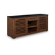Kely Sideboard Credenza | 2 Slatted Doors | Open Cubbies | 66" Brown