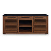 Kely Sideboard Credenza | 2 Slatted Doors | Open Cubbies | 66" Brown