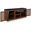 Kely Sideboard Credenza | 2 Slatted Doors | Open Cubbies | 66" Brown