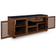 Kely Sideboard Credenza | 2 Slatted Doors | Open Cubbies | 66" Brown