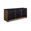 Kely Sideboard Credenza | 2 Slatted Doors | Open Cubbies | 66" Brown