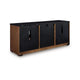 Kely Sideboard Credenza | 2 Slatted Doors | Open Cubbies | 66" Brown