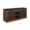 Kely Sideboard Credenza | 2 Slatted Doors | Open Cubbies | 66" Brown