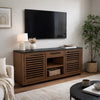 Kely Sideboard Credenza | 2 Slatted Doors | Open Cubbies | 66" Brown