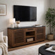 Kely Sideboard Credenza | 2 Slatted Doors | Open Cubbies | 66" Brown