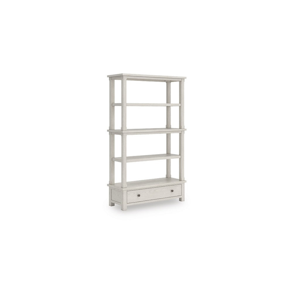 Lea Bookcase with 4 Shelves & Storage Drawer | 75" Antique White
