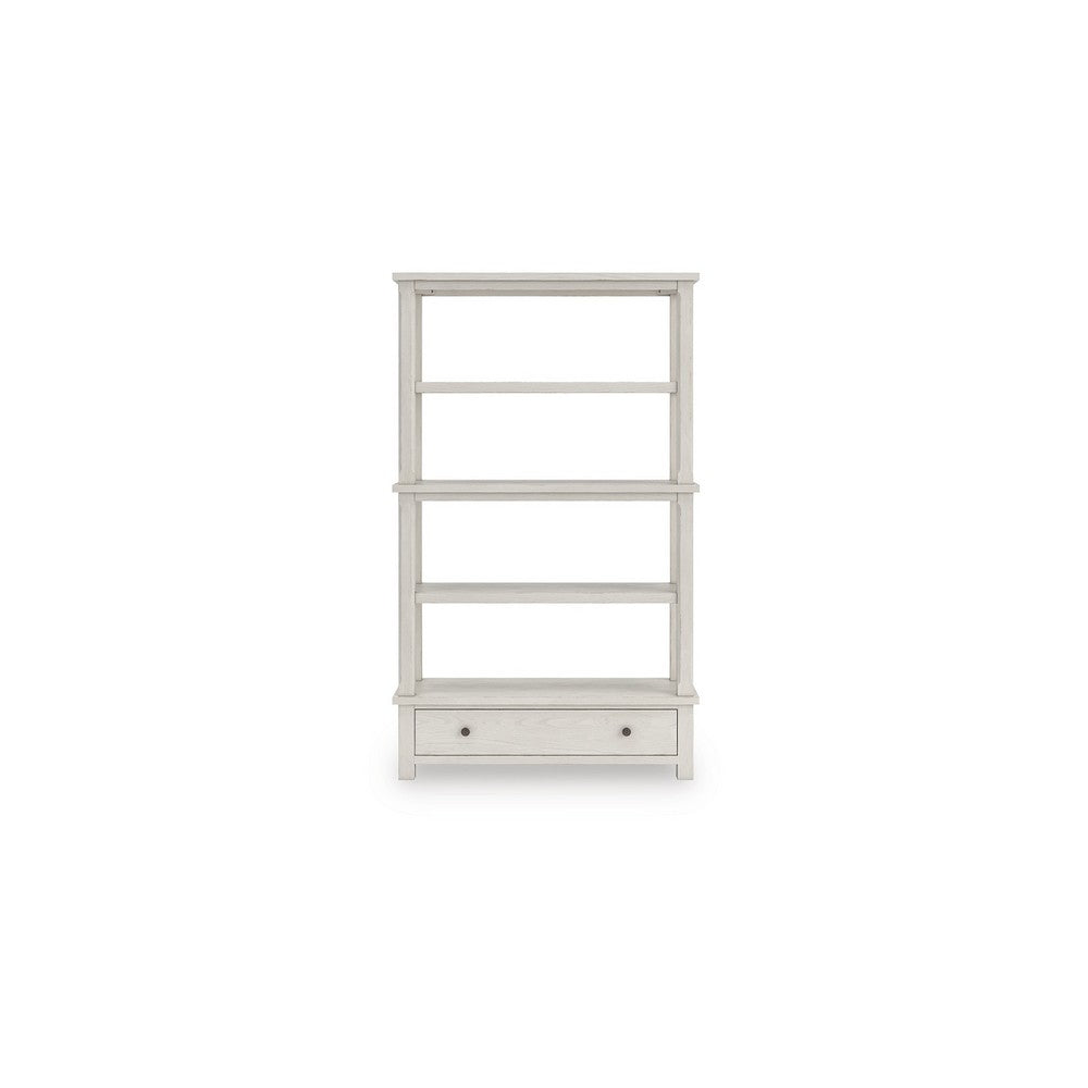 Lea Bookcase with 4 Shelves & Storage Drawer | 75" Antique White
