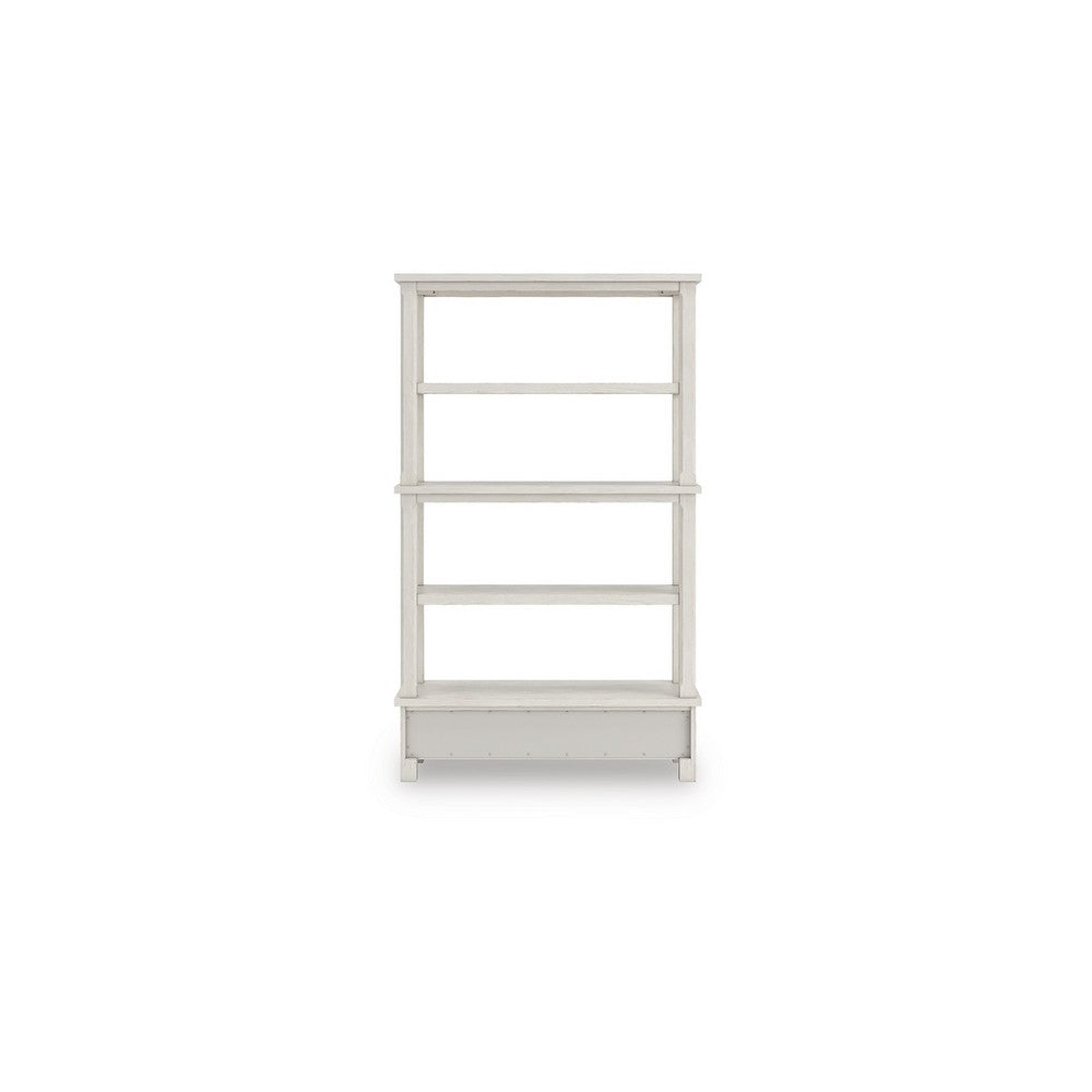 Lea Bookcase with 4 Shelves & Storage Drawer | 75" Antique White