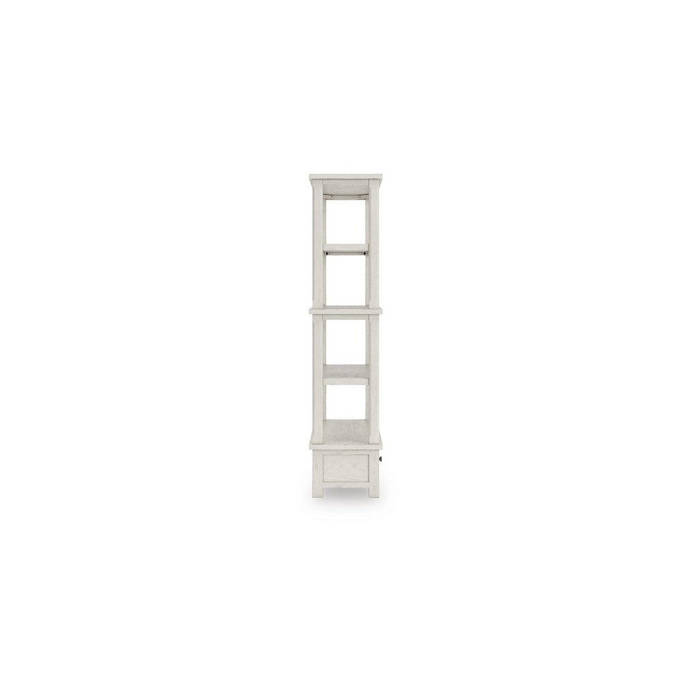 Lea Bookcase with 4 Shelves & Storage Drawer | 75" Antique White