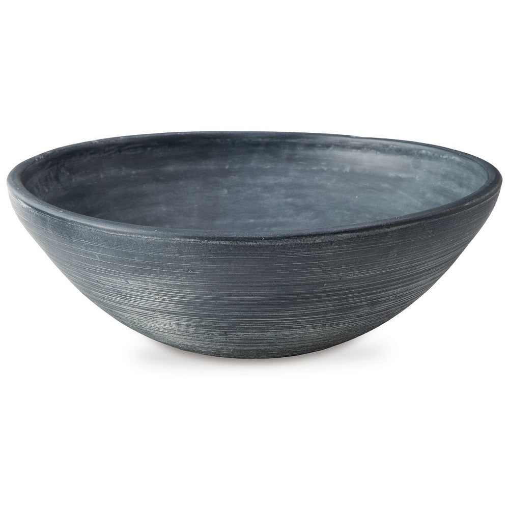 Mio Decorative Accessory Bowl | 16" Round Distressed Blue Terracotta