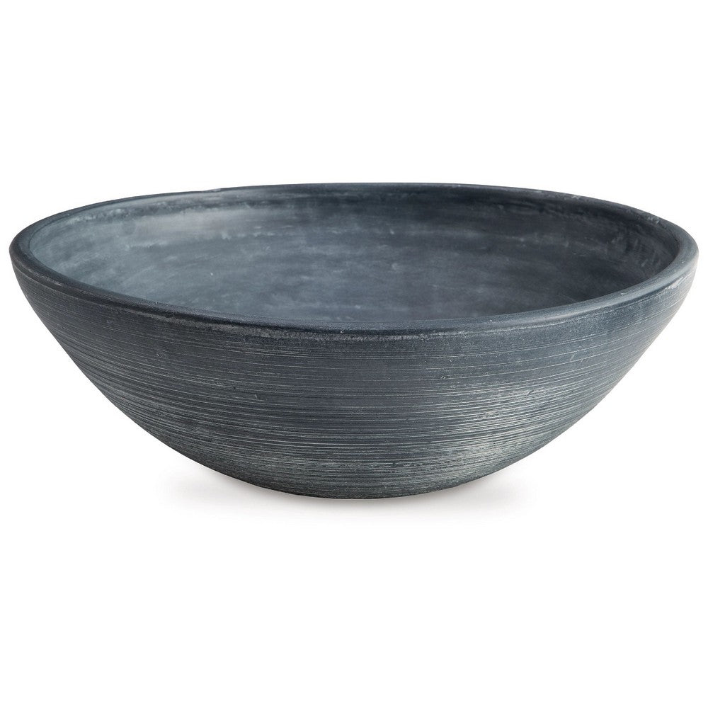 Mio Decorative Accessory Bowl | 16" Round Distressed Blue Terracotta