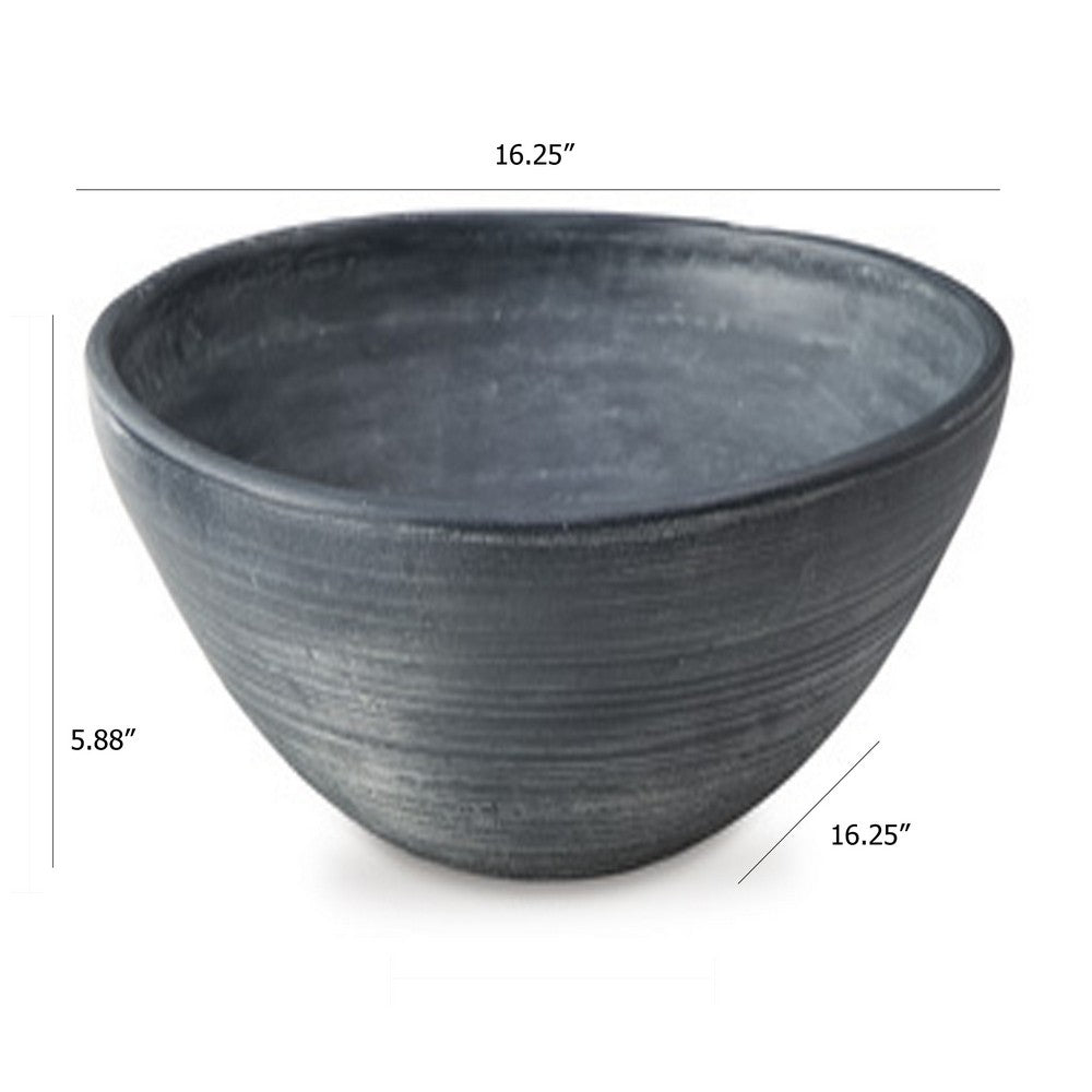 Mio Decorative Accessory Bowl | 16" Round Distressed Blue Terracotta