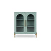 Aryi Accent Cabinet | 2 Fluted Arch Glass Doors | 40" Sea Green & Gold