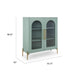 Aryi Accent Cabinet | 2 Fluted Arch Glass Doors | 40" Sea Green & Gold