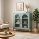 Aryi Accent Cabinet | 2 Fluted Arch Glass Doors | 40" Sea Green & Gold