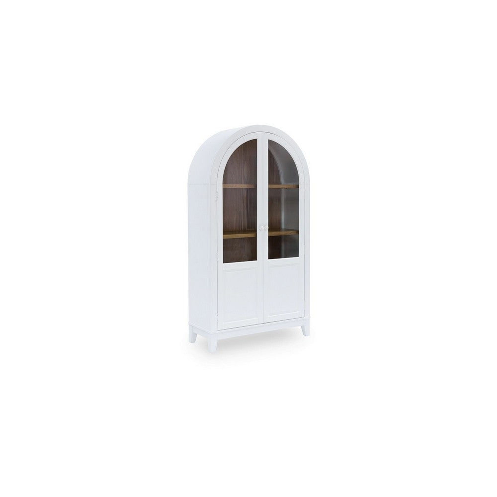 Deno Accent Curio Cabinet | 2 Arched Glass Doors | 74" White