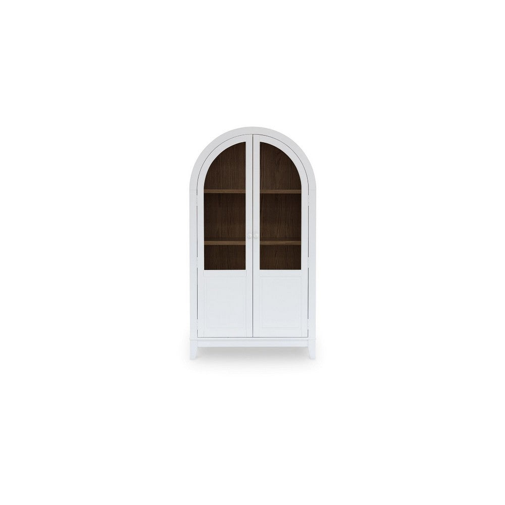 Deno Accent Curio Cabinet | 2 Arched Glass Doors | 74" White