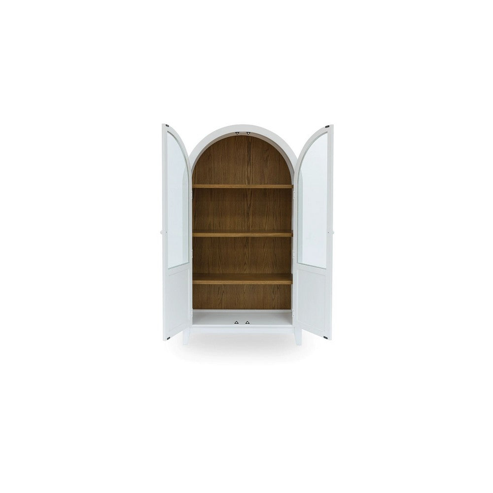 Deno Accent Curio Cabinet | 2 Arched Glass Doors | 74" White