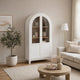 Deno Accent Curio Cabinet | 2 Arched Glass Doors | 74" White