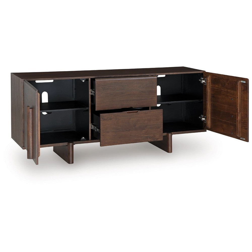 Kyi Accent Sideboard Cabinet | 2 Doors & Shelves | 63" Rich Brown